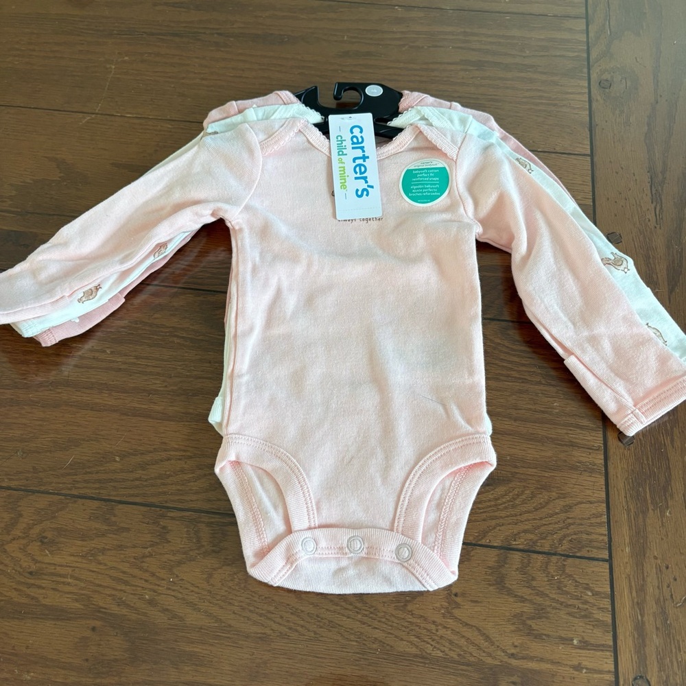 Carter's Baby Girls' Light Pink Long-Sleeve One-Piece Bodysuit